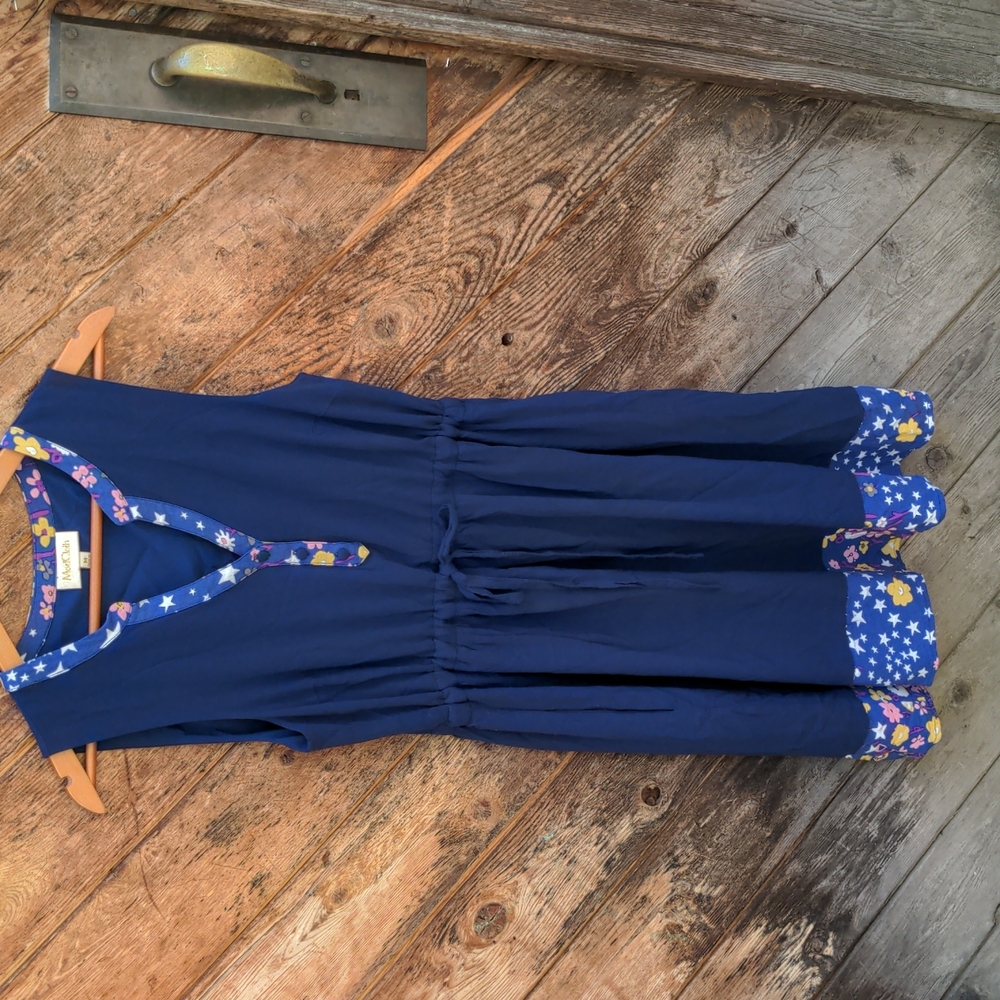 Modcloth Dress bright navy lined floral accents Medium
